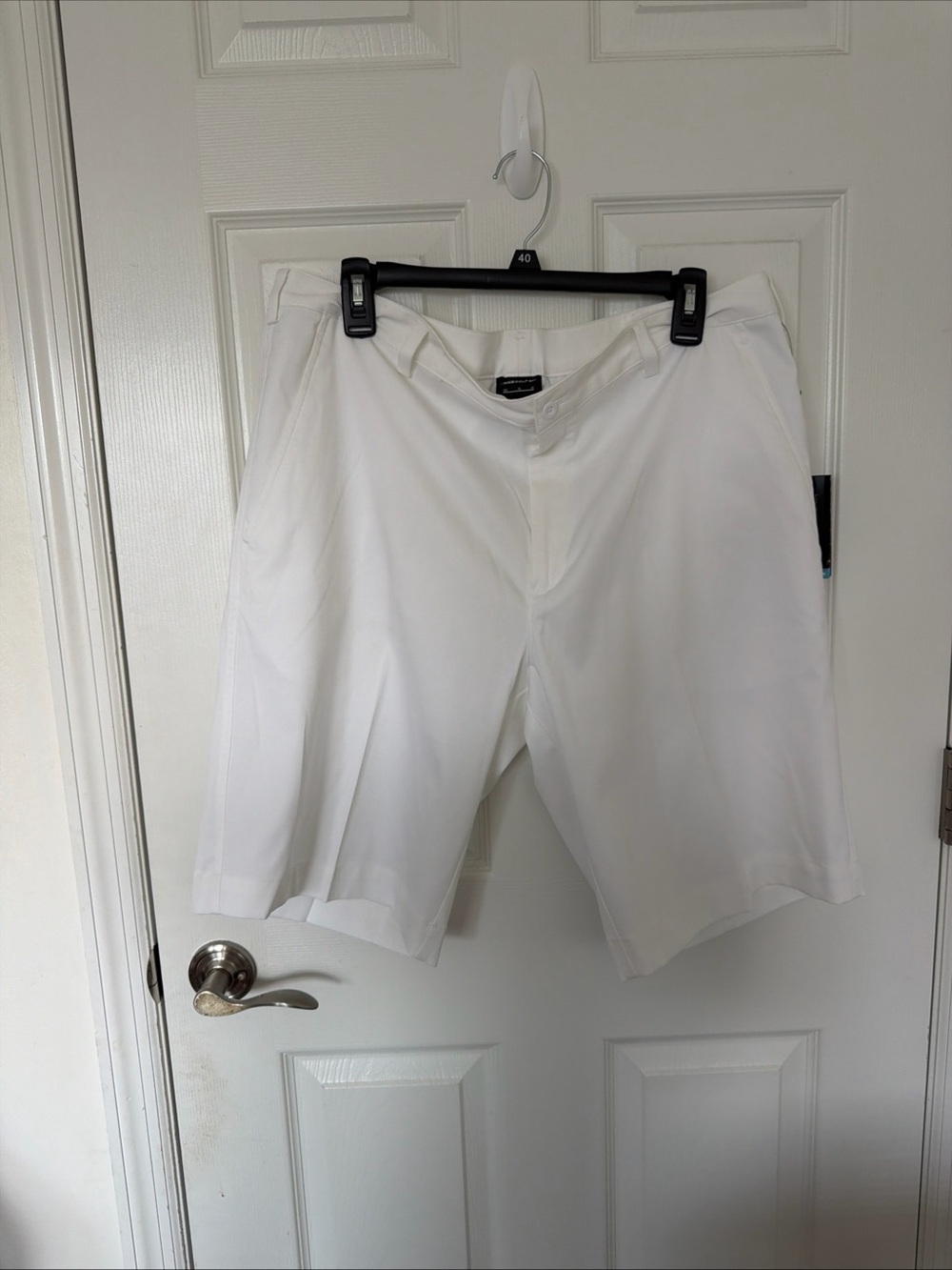 Nike Men's White Flat-Front Performance Shorts
